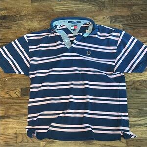 Tommy Hilfiger Blue and Pink Polo Shirt Classic Cotton Blend